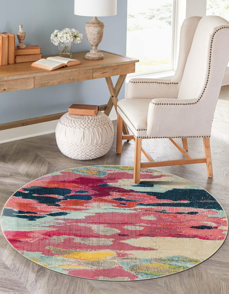 Marrakesh Elegance Collection Area Rug - Skhirat Round Pink lifestyle 60