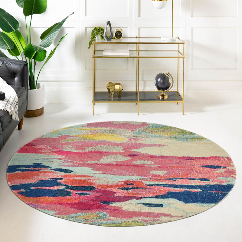 Marrakesh Elegance Collection Area Rug - Skhirat Round Pink lifestyle 108