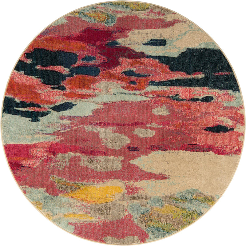 Marrakesh Elegance Collection Area Rug - Skhirat Round Pink lifestyle 26