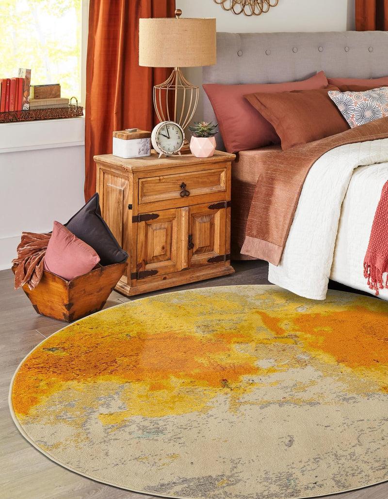 Marrakesh Elegance Collection Area Rug - Tarfaya Round Yellow lifestyle 26