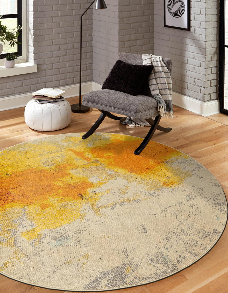 Marrakesh Elegance Collection Area Rug - Tarfaya Round Yellow lifestyle 29