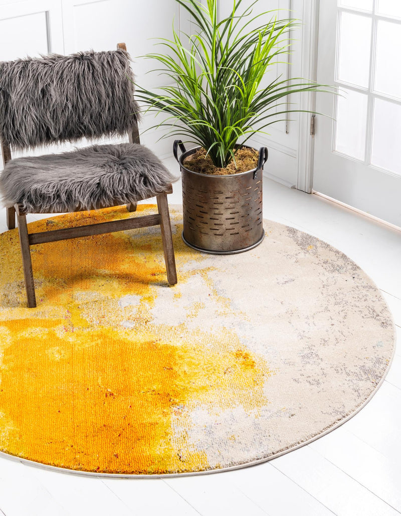 Marrakesh Elegance Collection Area Rug - Tarfaya Round Yellow lifestyle 32