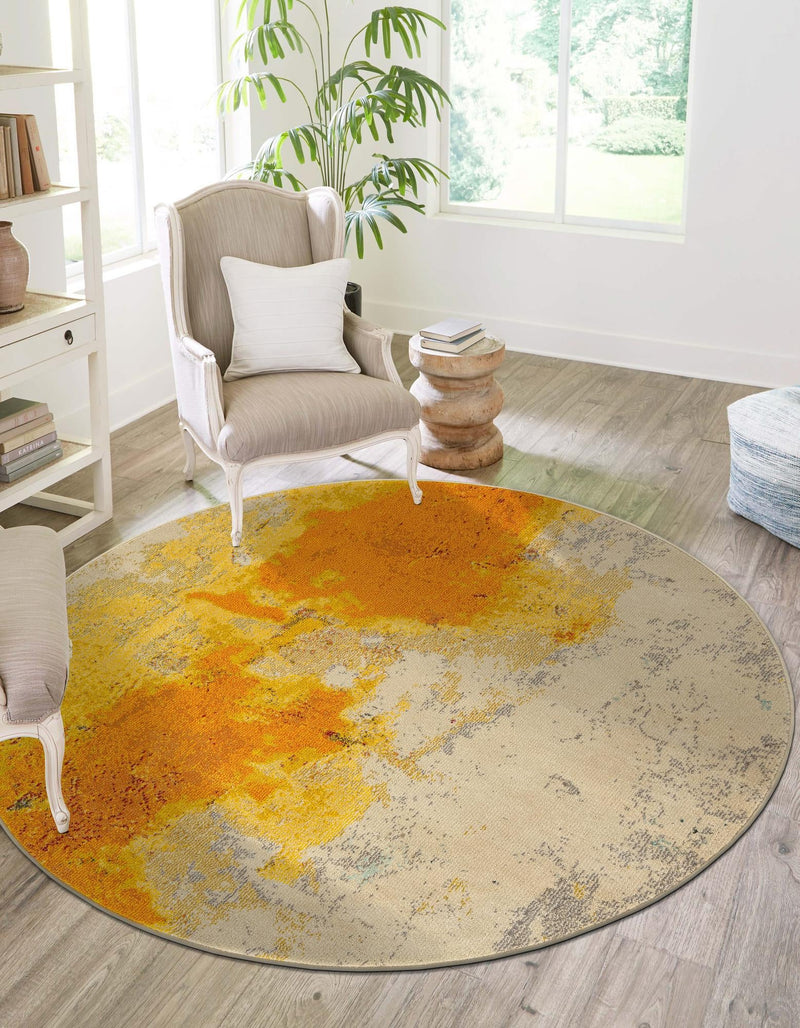 Marrakesh Elegance Collection Area Rug - Tarfaya Round Yellow lifestyle 35