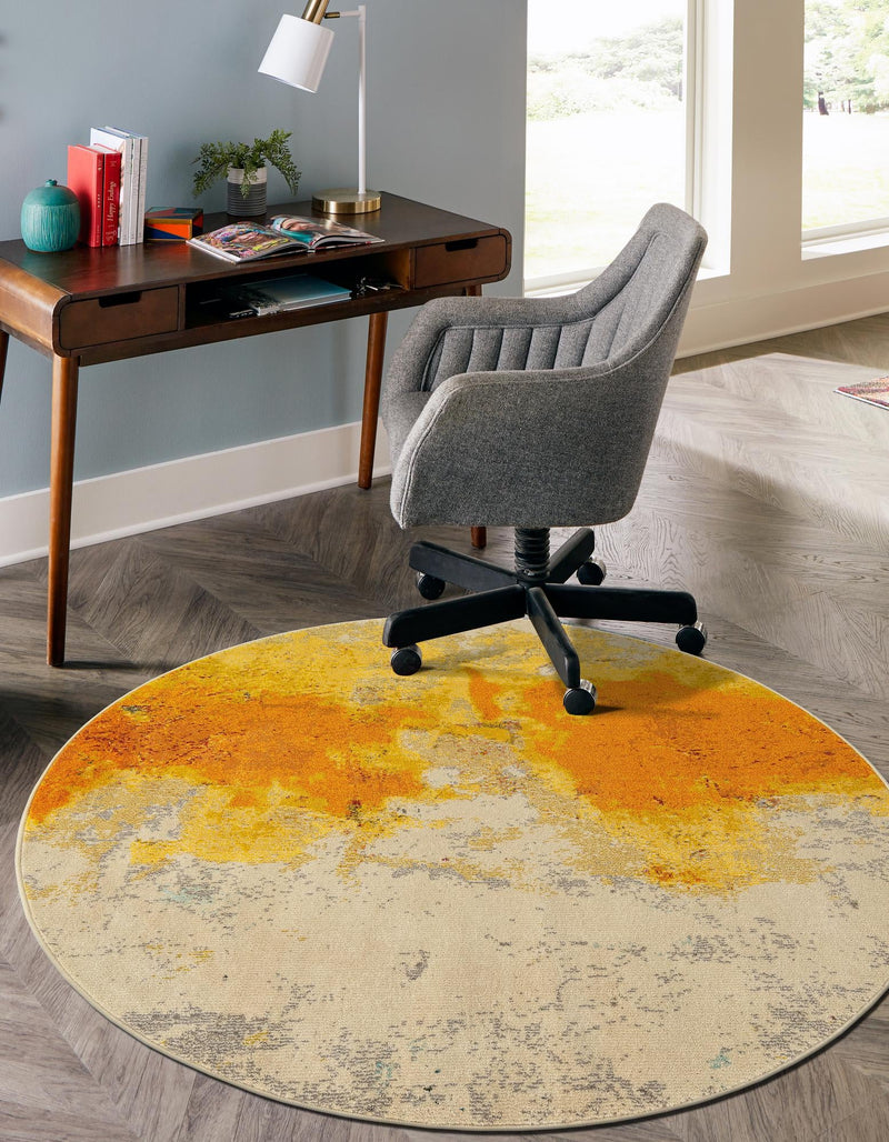 Marrakesh Elegance Collection Area Rug - Tarfaya Round Yellow lifestyle 38