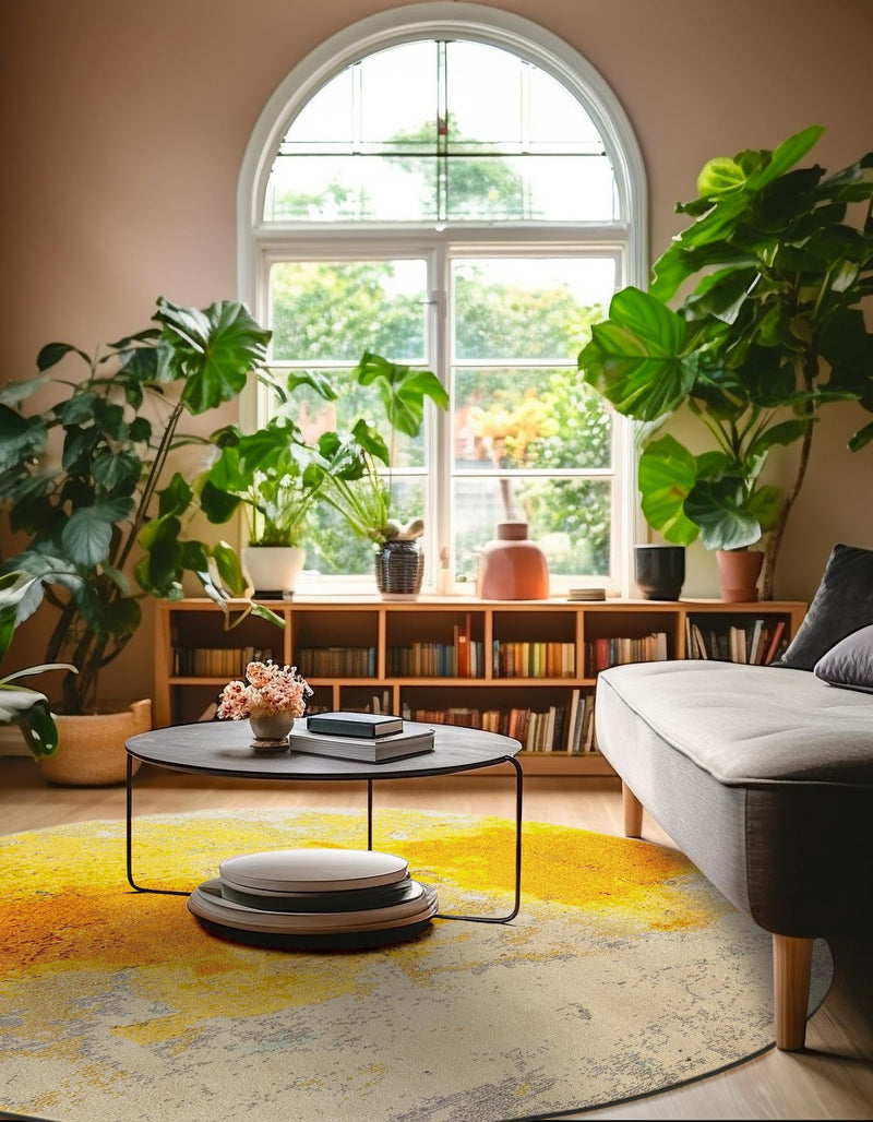 Marrakesh Elegance Collection Area Rug - Tarfaya Round Yellow lifestyle 44