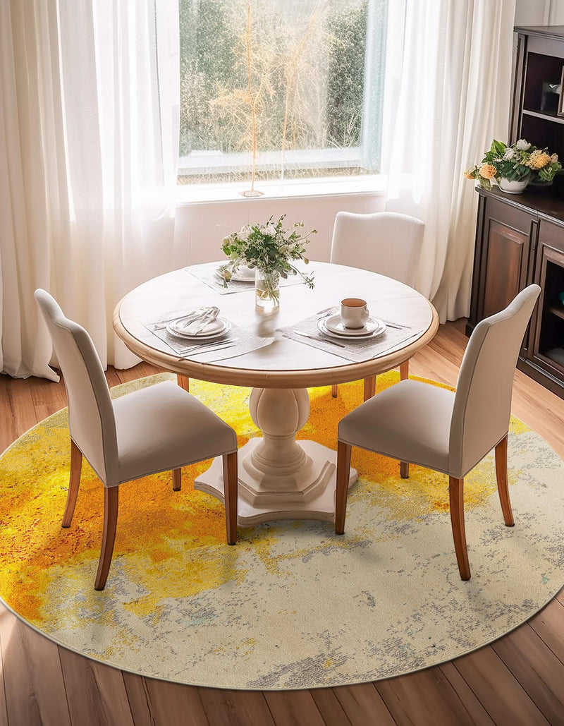 Marrakesh Elegance Collection Area Rug - Tarfaya Round Yellow lifestyle 47