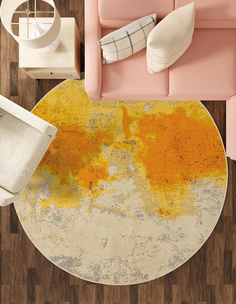 Marrakesh Elegance Collection Area Rug - Tarfaya Round Yellow lifestyle 53