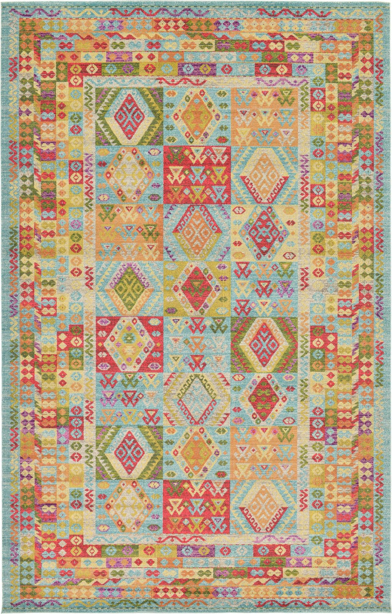 Sedona Vista Collection Area Rug - Zuni Rectangular Light Blue lifestyle 11