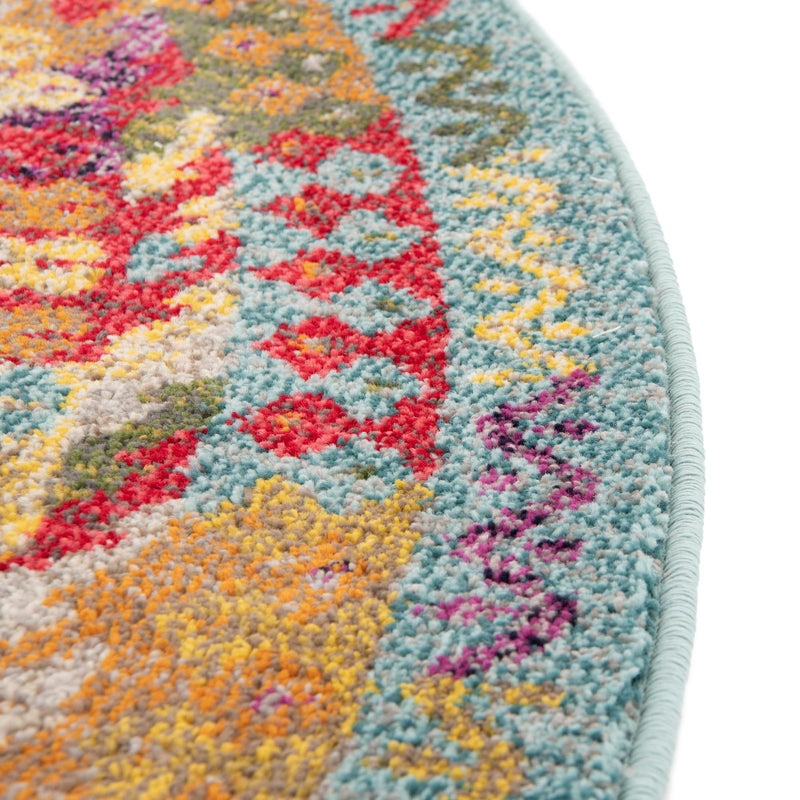 Sedona Vista Collection Area Rug - Zuni Round Light Blue lifestyle 33