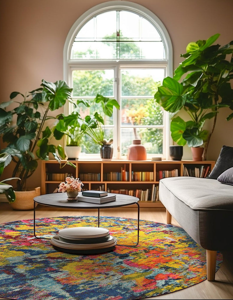 Marrakesh Elegance Collection Area Rug - Larache Round Multi lifestyle 48
