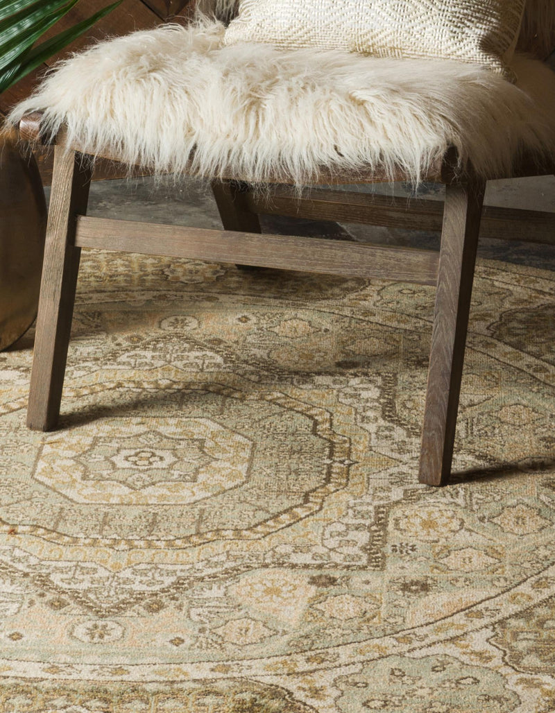Ottoman Elegance Collection Area Rug - Ephesus Round Light Green lifestyle 71