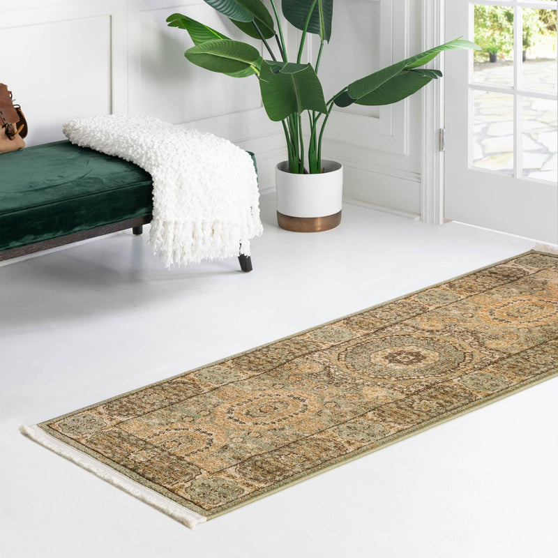 Ottoman Elegance Collection Area Rug - Ephesus Runner Light Green lifestyle 105