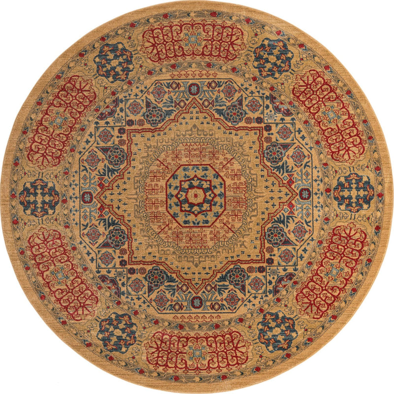Ottoman Elegance Collection Area Rug - Ephesus Round Beige lifestyle 39