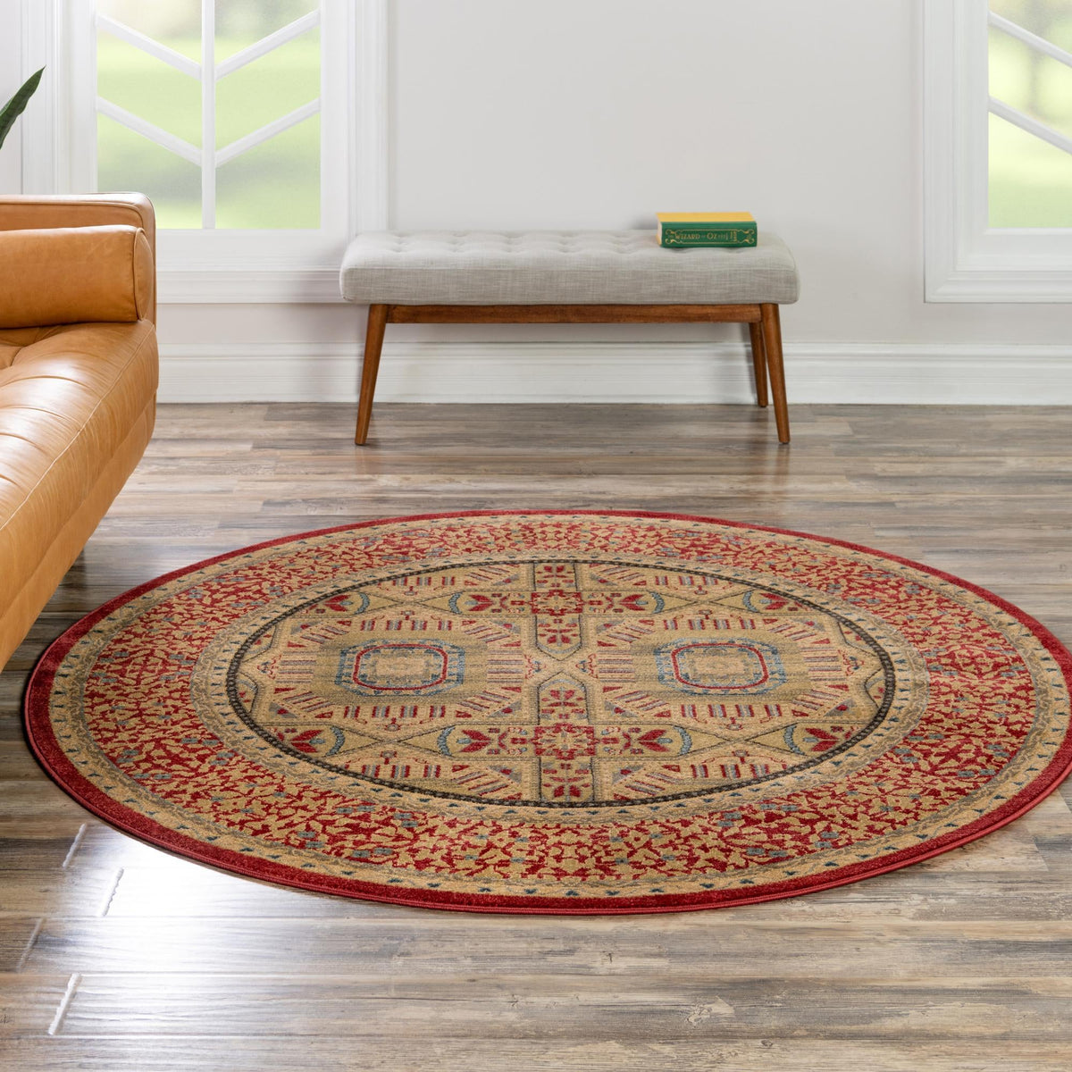 Ottoman Elegance Collection Area Rug - Galata Round Red lifestyle 85