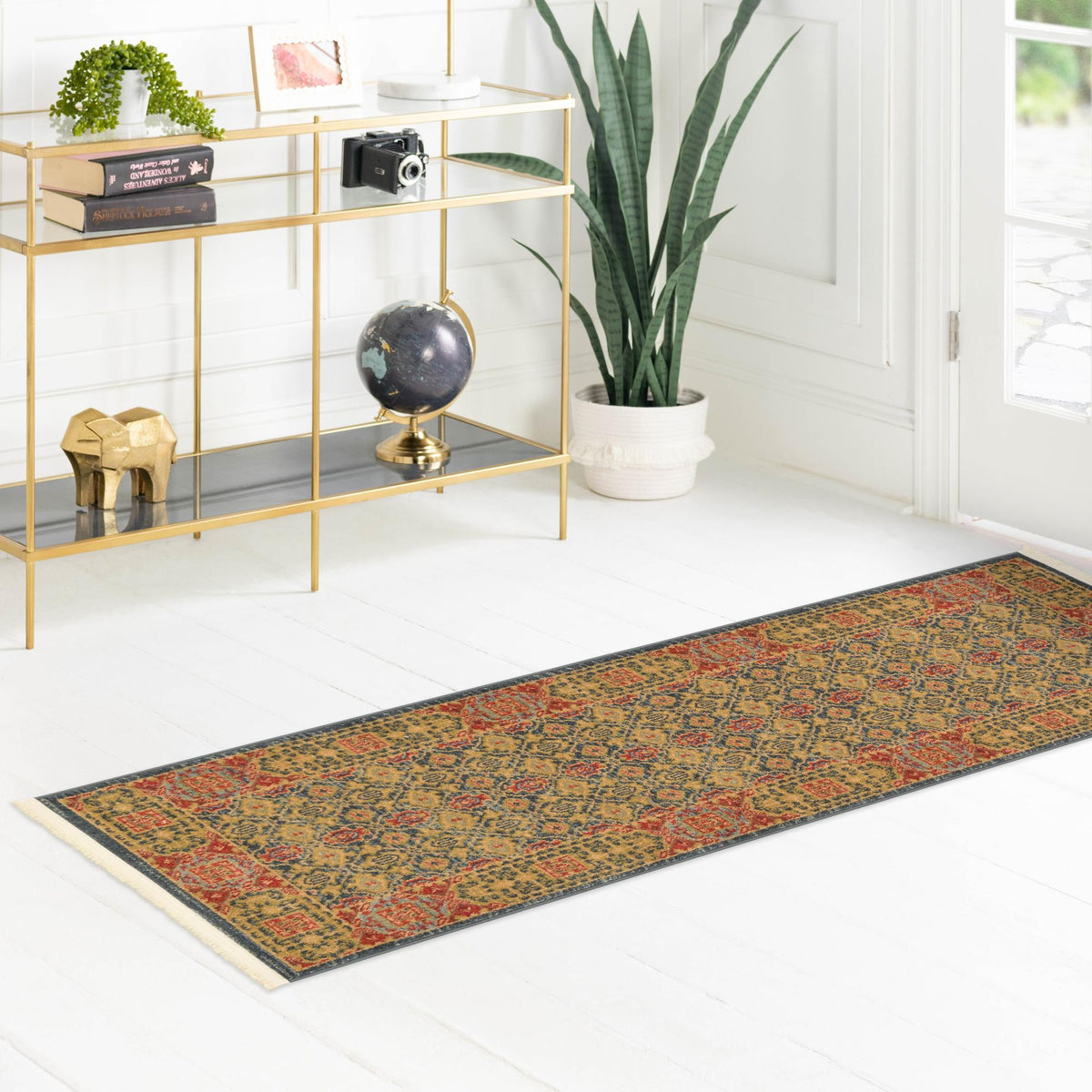 Ottoman Elegance Collection Area Rug - Pamukkale Runner Navy Blue lifestyle 104