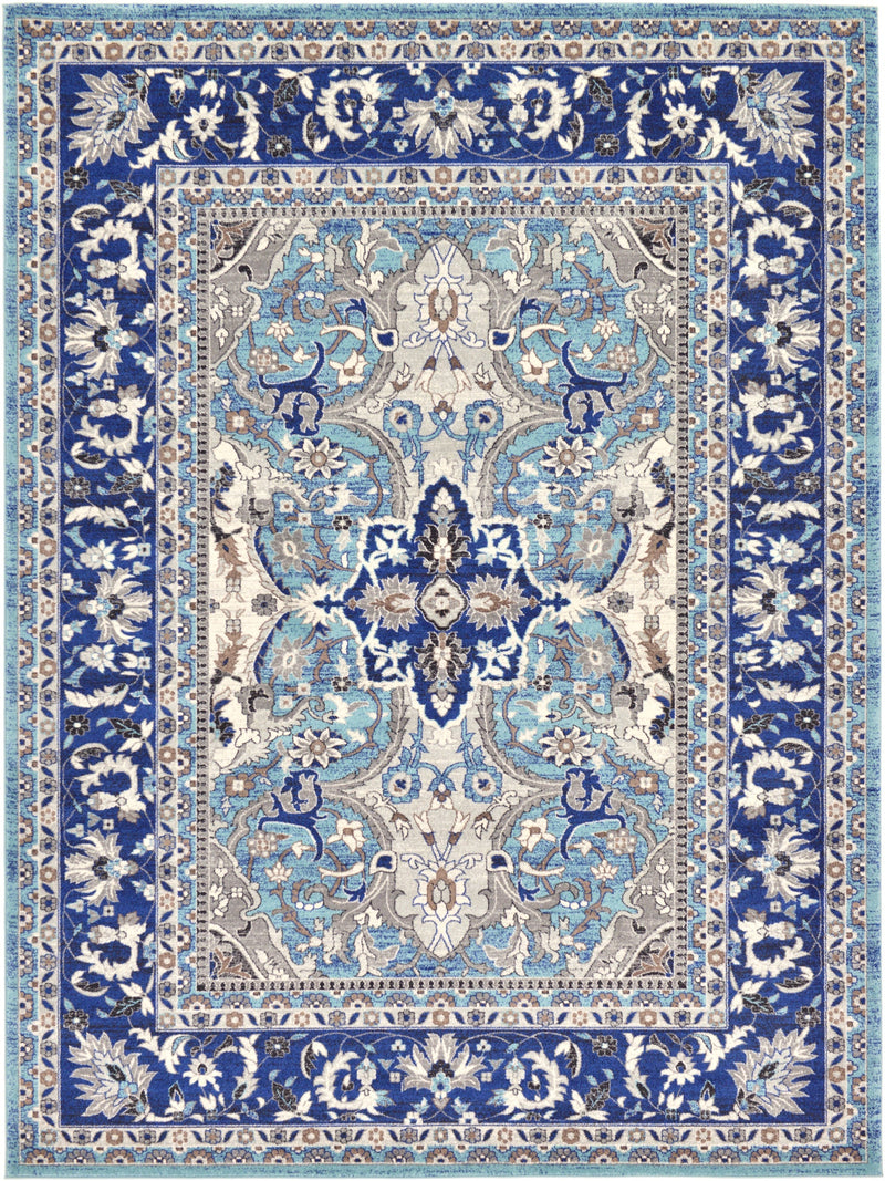Antique Tapestry Collection Area Rug - Fontainebleau Rectangle Light Blue Main