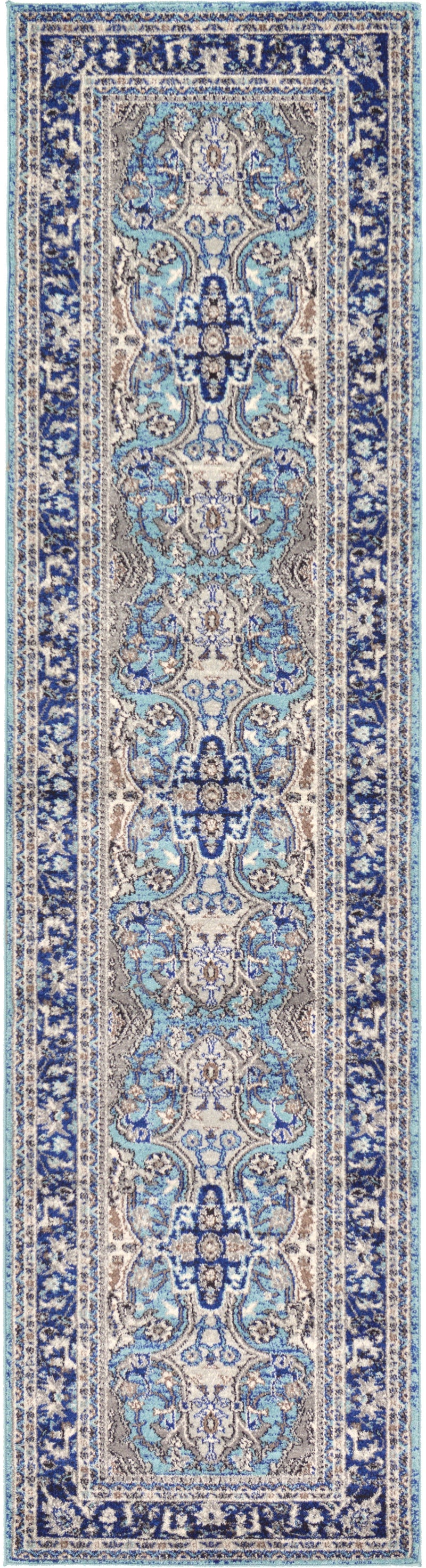Antique Tapestry Collection Area Rug - Fontainebleau Runner Light Blue lifestyle 4