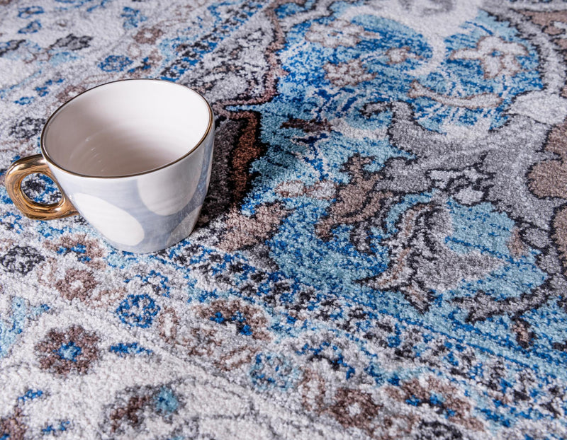 Antique Tapestry Collection Area Rug - Fontainebleau Runner Light Blue lifestyle 9
