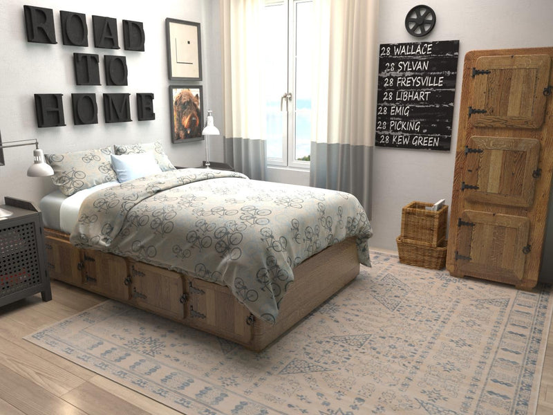 Heritage Retreat Collection Area Rug - Villa Square Beige lifestyle 16