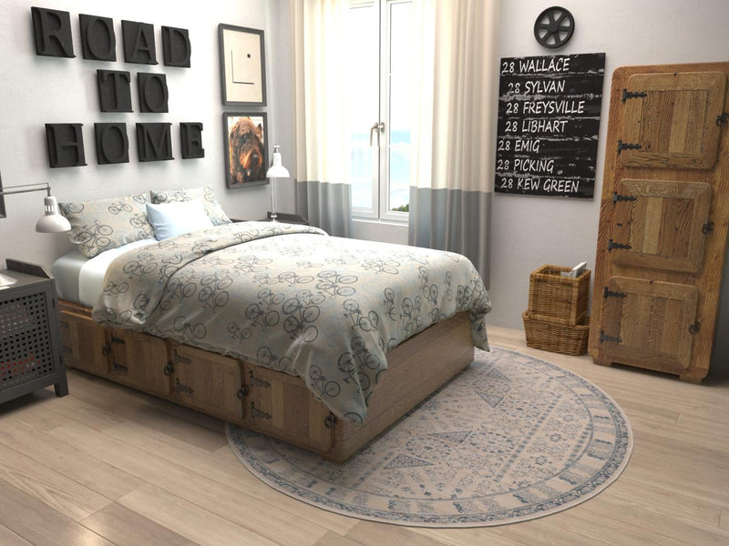 Heritage Retreat Collection Area Rug - Villa Round Beige lifestyle 17