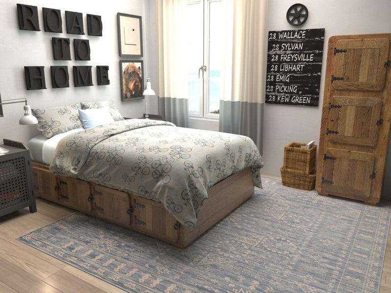 Heritage Retreat Collection Area Rug - Villa Square Blue lifestyle 20