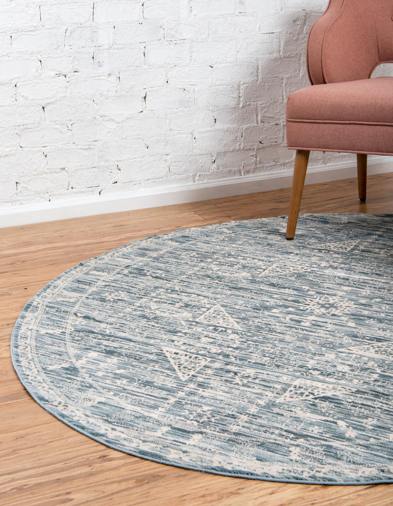 Heritage Retreat Collection Area Rug - Villa Round Blue lifestyle 17