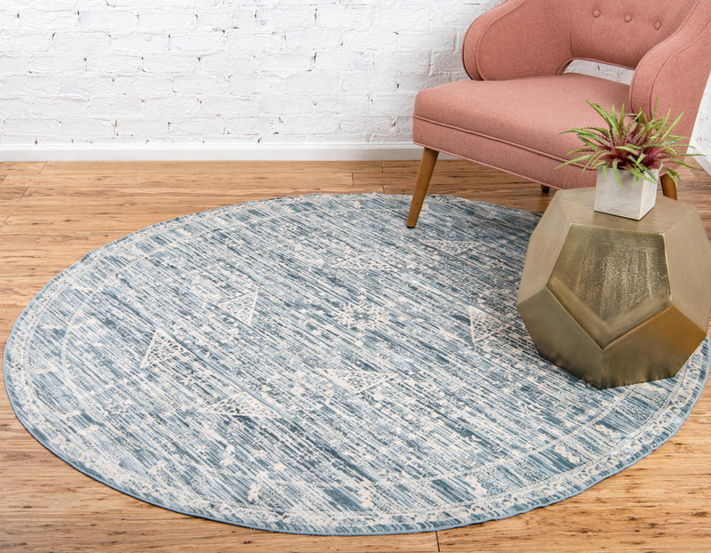 Heritage Retreat Collection Area Rug - Villa Round Blue lifestyle 27