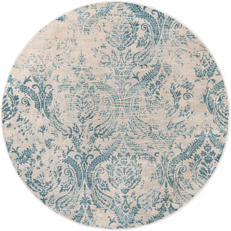 Heritage Retreat Collection Area Rug - Homestead Round Blue lifestyle 36