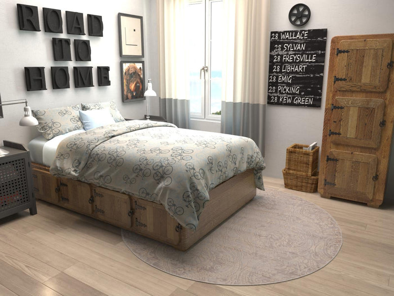 Heritage Retreat Collection Area Rug - Homestead Round Gray lifestyle 35