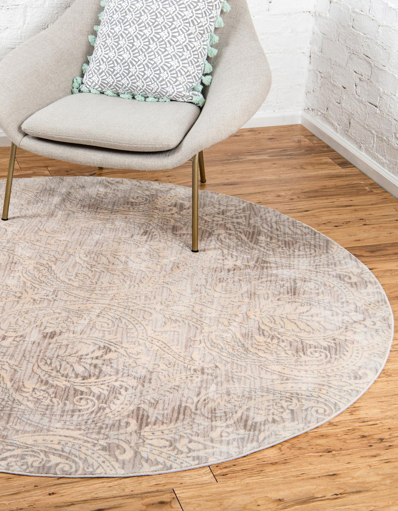 Heritage Retreat Collection Area Rug - Homestead Round Gray lifestyle 39