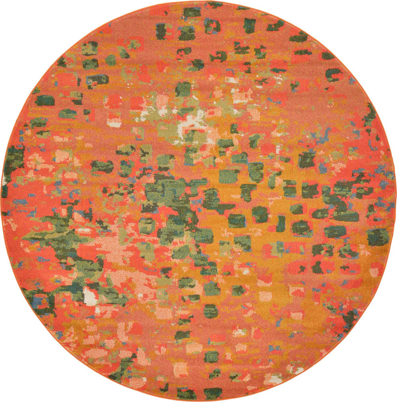 Sevilla Splendor Collection Area Rug - Alcazar Round Orange lifestyle 79