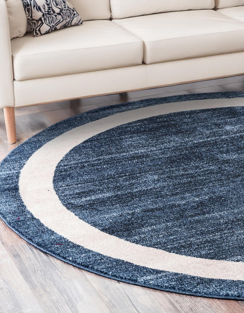 Studio Haven Collection Area Rug - Alcove (Navy Blue) Round Navy Blue lifestyle 24