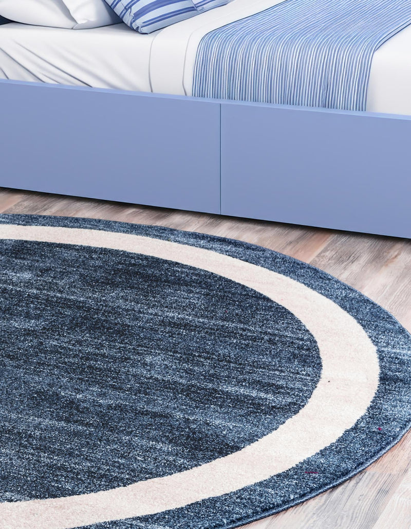 Studio Haven Collection Area Rug - Alcove (Navy Blue) Round Navy Blue lifestyle 28