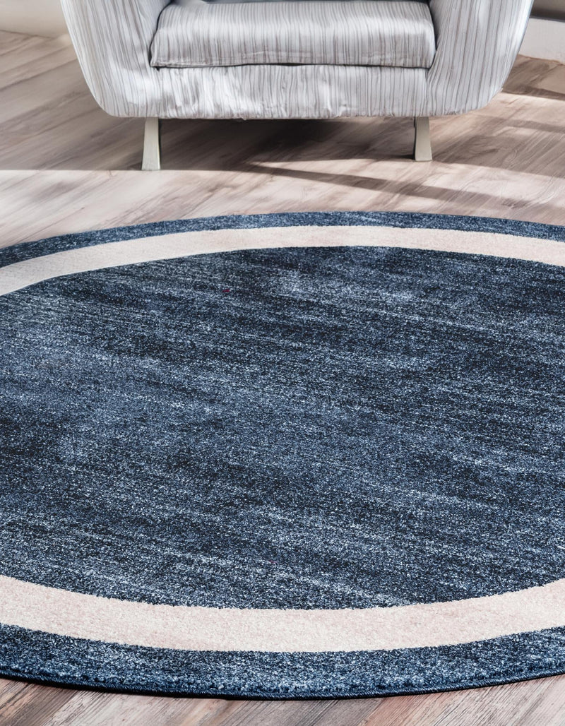 Studio Haven Collection Area Rug - Alcove (Navy Blue) Round Navy Blue lifestyle 30