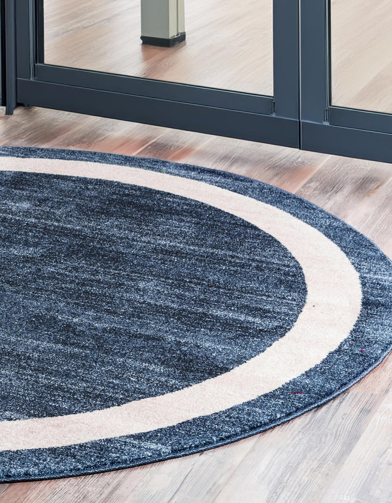 Studio Haven Collection Area Rug - Alcove (Navy Blue) Round Navy Blue lifestyle 33