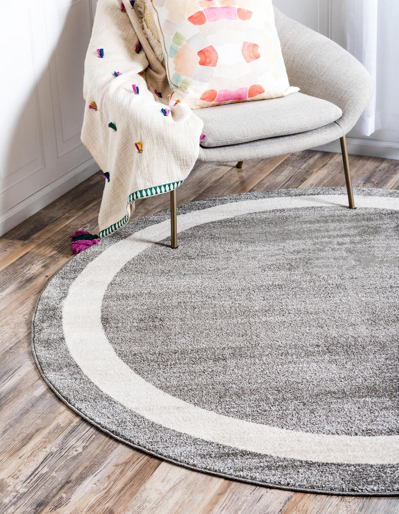Studio Haven Collection Area Rug - Alcove (Gray) Round Gray lifestyle 20