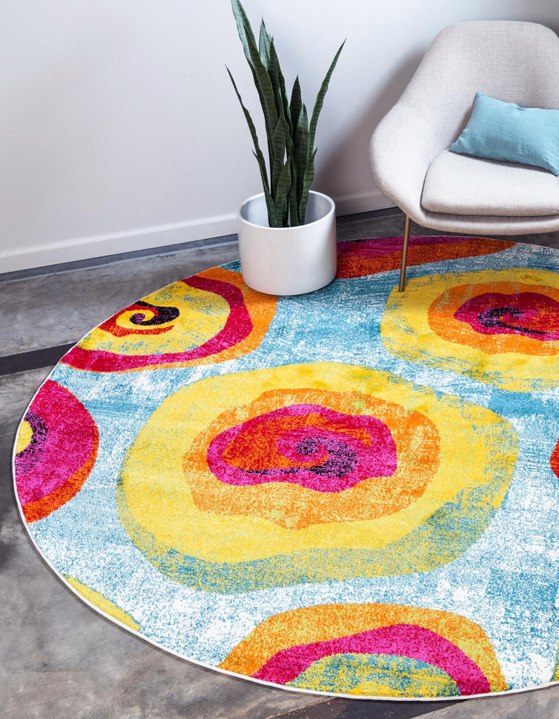 Venetian Elegance Collection Area Rug - Giudecca Round Blue lifestyle 13