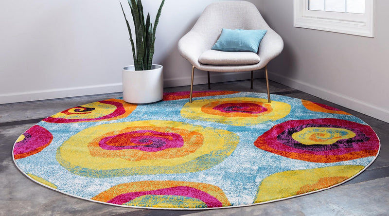 Venetian Elegance Collection Area Rug - Giudecca Round Blue lifestyle 15