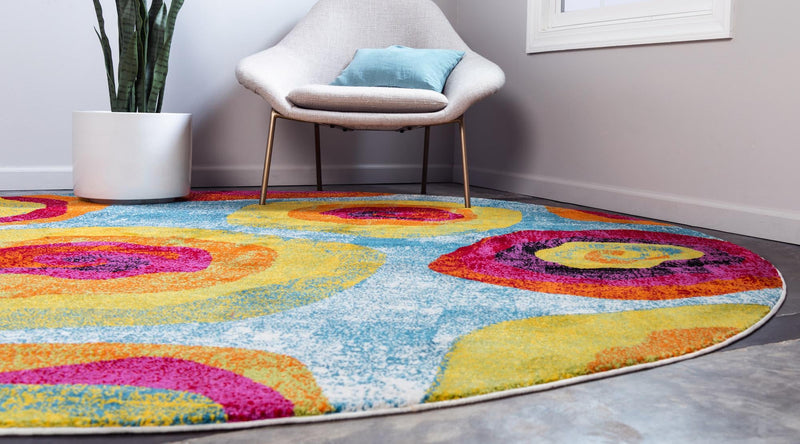 Venetian Elegance Collection Area Rug - Giudecca Round Blue lifestyle 17