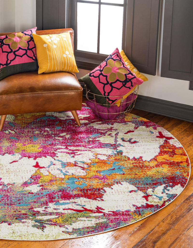 Venetian Elegance Collection Area Rug - SanMarco Round Multi lifestyle 13