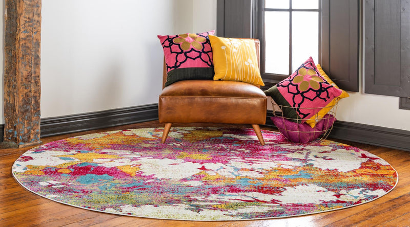 Venetian Elegance Collection Area Rug - SanMarco Round Multi lifestyle 15
