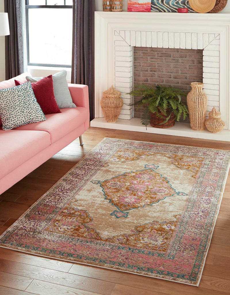 Serenade Oasis Collection Area Rug - Mirage Rectangle Beige lifestyle 2