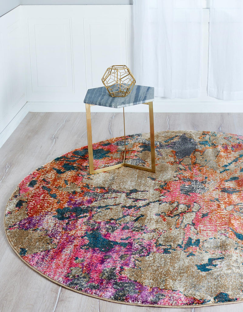 Serenade Oasis Collection Area Rug - Haven Round Dark Beige lifestyle 18