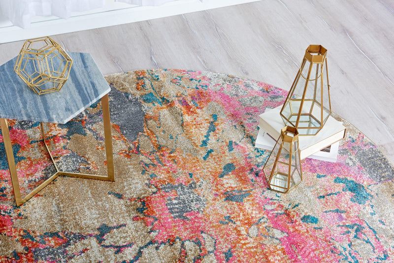 Serenade Oasis Collection Area Rug - Haven Round Dark Beige lifestyle 19