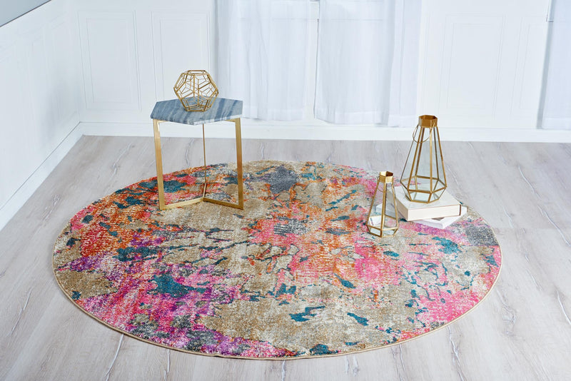 Serenade Oasis Collection Area Rug - Haven Round Dark Beige lifestyle 20