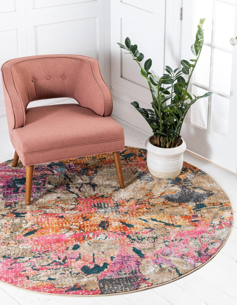 Serenade Oasis Collection Area Rug - Haven Round Dark Beige lifestyle 15
