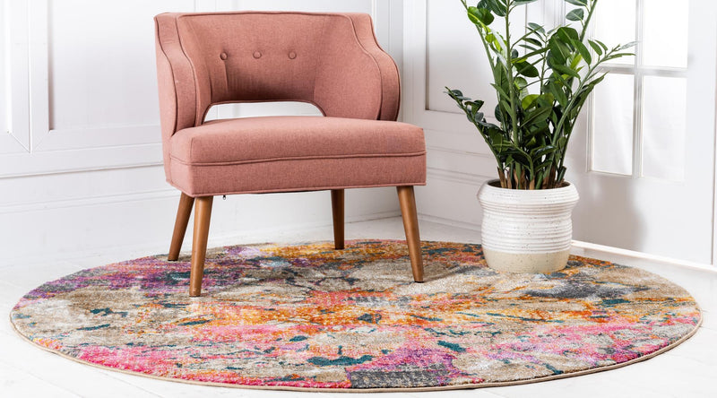 Serenade Oasis Collection Area Rug - Haven Round Dark Beige lifestyle 21
