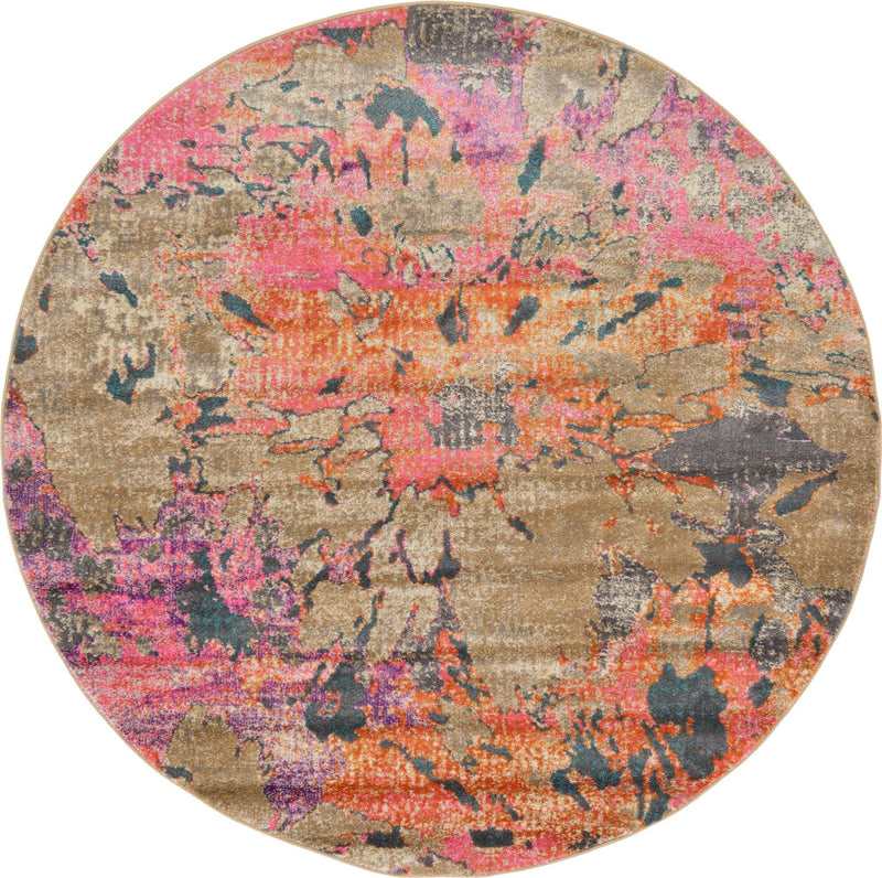 Serenade Oasis Collection Area Rug - Haven Round Dark Beige lifestyle 12