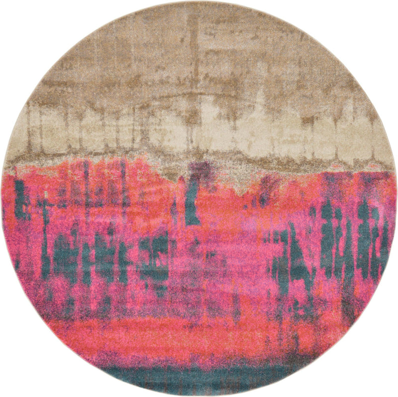 Serenade Oasis Collection Area Rug - Solace Round Pink lifestyle 11