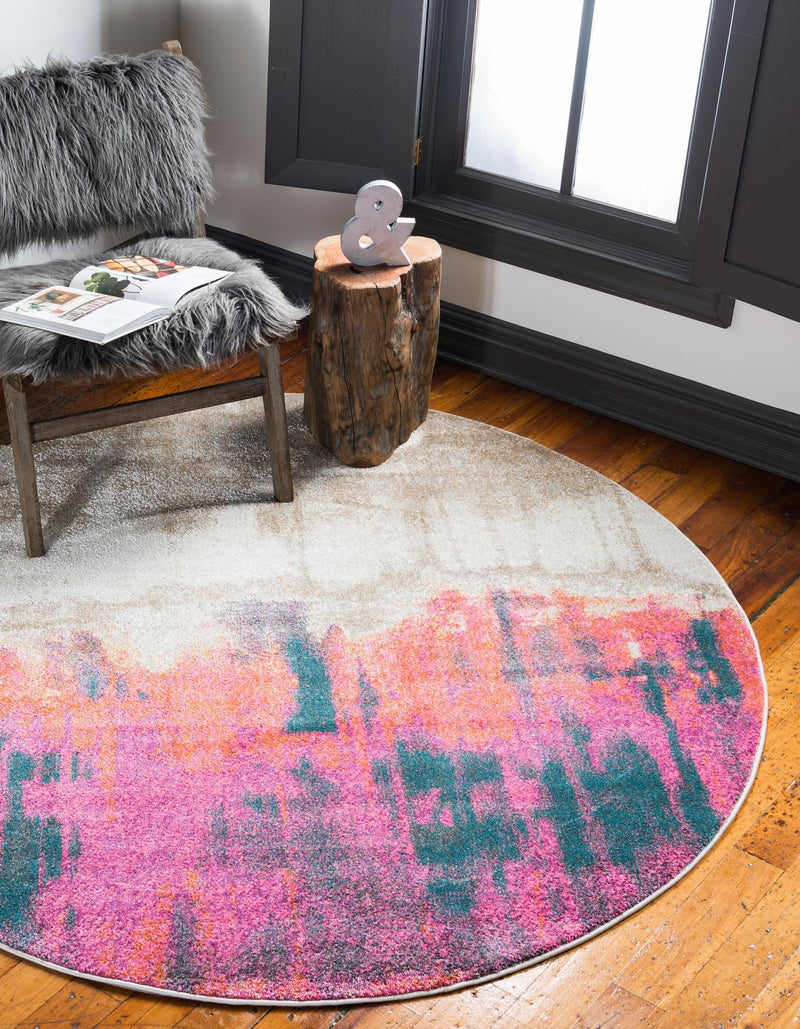 Serenade Oasis Collection Area Rug - Solace Round Pink lifestyle 14